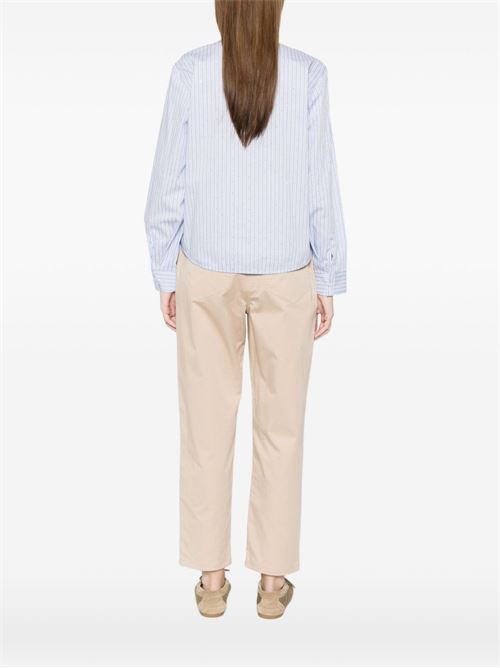 Camicia donna Emme Marella celeste rigata in popeline stretch con strass EMME Marella | LIUTI002